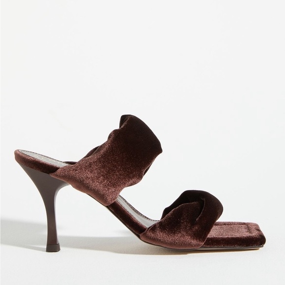 Anthropologie Brown Velvet Heels - Picture 2 of 11